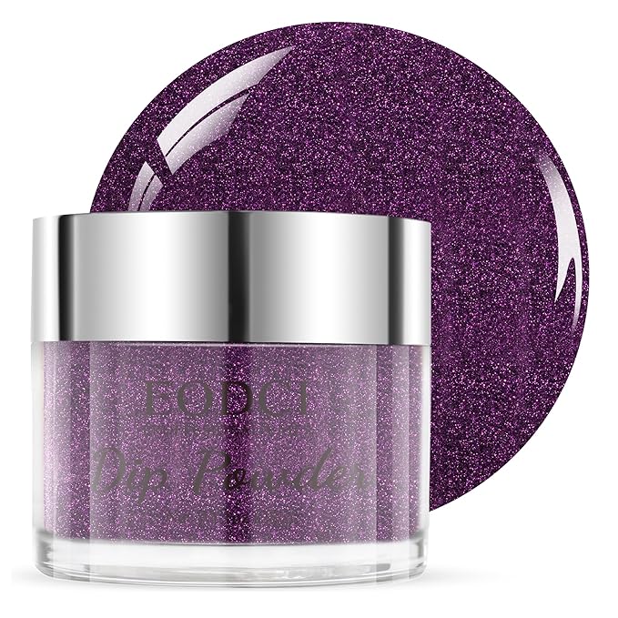 Glitter Dip Powder - Purple Color, 1 Oz/28g, DIY Nail Dipping Powder for Salon-Quality Manicure at Home, No Lamp Needed