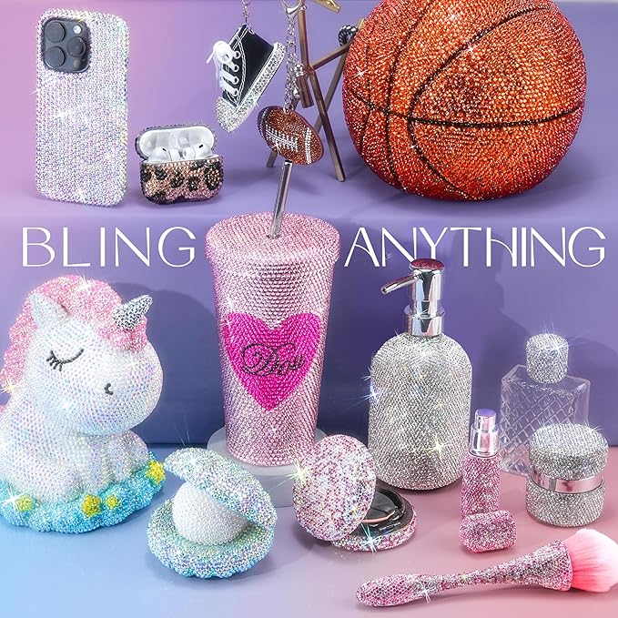 34000 Pcs Resin Jelly Rhinestones Kit, 24 Colors 3mm Flatback Rhinestones with 4 Pcs B7000 Jewelry Glue & Tools, All-in-One Bedazzling Kit for DIY Arts & Crafts Gifts