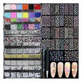 Nail Charms Kit with 30 Sheets Flower Nail Stickers,Colorful Heart Flower Bow 3d Nail Rhinestones And Gems,Nail Pearls Jewels,Tweezer and Wax Pen Art Tools for DIY Design (White And MixColors)