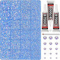 33000Pcs Baby Blue Rhinestones for Bedazzling, Bedazzler Kit with Flatback Craft Rhinestones Bulk and B7000 Glue, 2,3,4,5,6mm Resin Flat Back Crystals for Craftings, Crafts, Clothes, Shoes, Nails