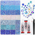 20000Pcs Blue Rhinestones for Bedazzling with B7000 Jewelry Glue, Resin Rhinestones for Crafting Crafts DIY, Bedazzler Kit Gems for Clothing Shoes Tumblers Fabric Nail Art Assorted Size 3/4/5/6mm