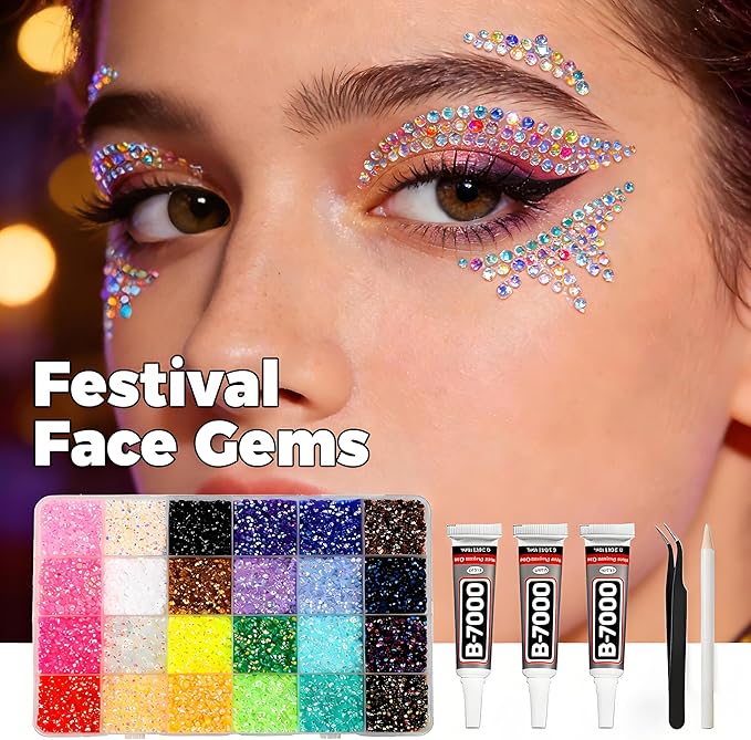 2026 New Resin Jelly Rhinestones for Bedazzling for Crafting Nails Face Makeup Crafts Tumblers,3mm Flatback Gems with Glue for DIY Crafts, Nail Art,Shoes,Clothing Decoration (24 Colors & 24000pcs-B)