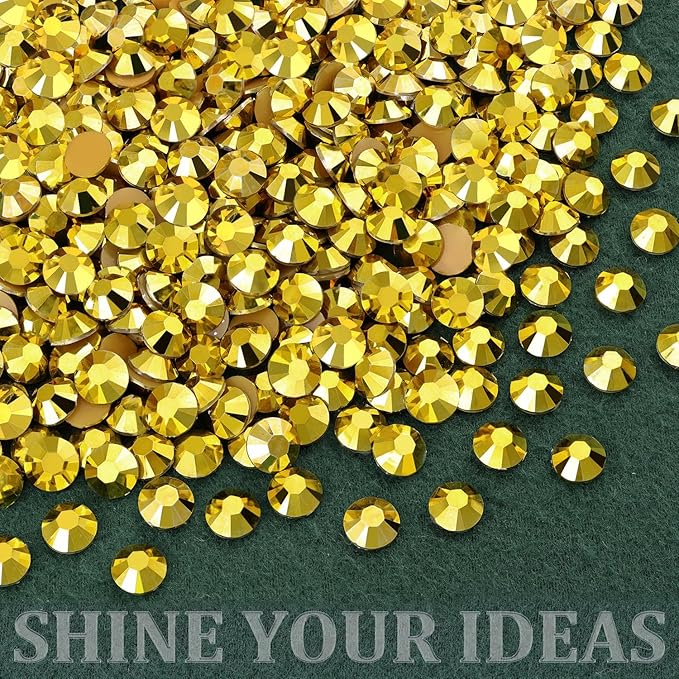 Resin Rhinestones for Crafting with B7000 Jewelry Glue, 2 Boxes Bright Gold Flatback Crystals with 3Pcs 10ml Glue for Bedazzling Crafts DIY Nail Art Makeup, Gems for Clothing Shoes