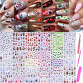 Holiday Nail Art Stickers Decals 30 Sheets 3D Seasonal Stickers for Nails with Tweezers Self-Adhesive Manicure Decoration Nail Supplies for Christmas Valentine Halloween St. Patrick's Day Easter