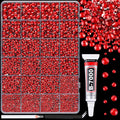 25000Pcs Resin Rhinestones for Crafting, Red 2-6mm Mixed Sizes Non Hotfix Flatback Gems with 1Pcs Glue, Bedazzling Crystal for DIY Craft Clothing Mugs Tumblers Shoes Fabric Decor Nail Art