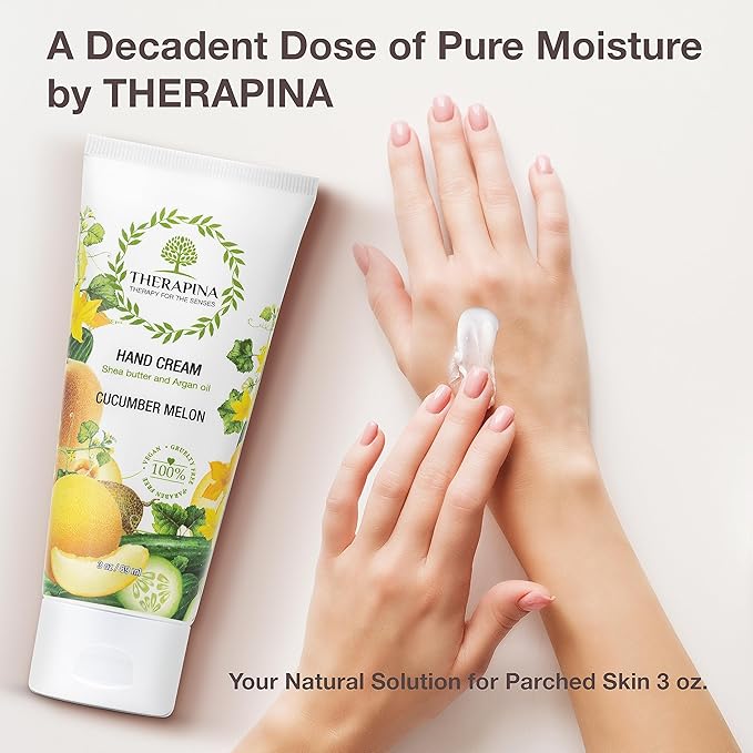 Aromatherapy Hand Cream for Dry Skin – Shea Butter Hand Cream for Women and Men with an Awakening, Long-Lasting Cucumber Melon Scent – Vegan Hand Cream Lotion for Dry Skin, 3 Oz.