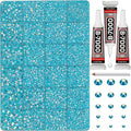 33000Pcs Teal Rhinestones for Bedazzling, Bedazzler Kit with Flatback Craft Rhinestones Turquoise Bulk and B7000 Glue, 2,3,4,5,6mm Resin Flat back Crystals for Craftings, Crafts, Clothes, Shoes, Nails