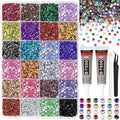 RODAKY 30000PCS Rhinestone for Bedazzling 3MM Flatback Crystals Jewels Resin Gems for Crafting 2PCS 10ml B7000 Glue Tweezer Rhinestones Kit for DIY Design Face Makeup Clothing Nail Art