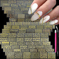 90 Sheets Gold Nail Art Stickers: Star Heart Flower Line, 3D Self-Adhesive Nail Decals for Women's Nail Decoration with Tweezer