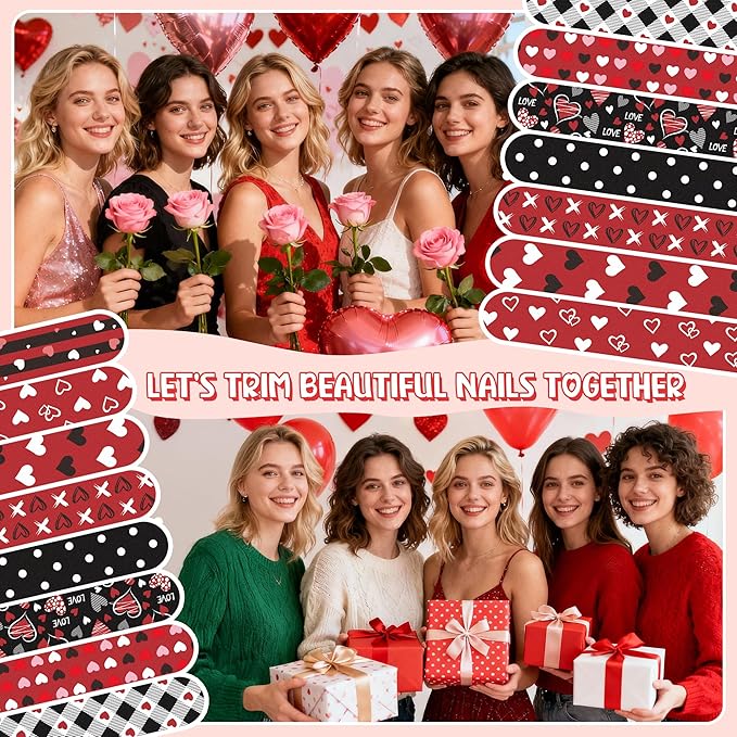H1vojoxo Happy Valentine’s Day Nail Files - 48pcs Heart Double Sided Emery Boards Galentine's Day Party Nail Files Favor Valentines Galentine Gift for Girl Employee Coworker Appreciation Teacher Staff