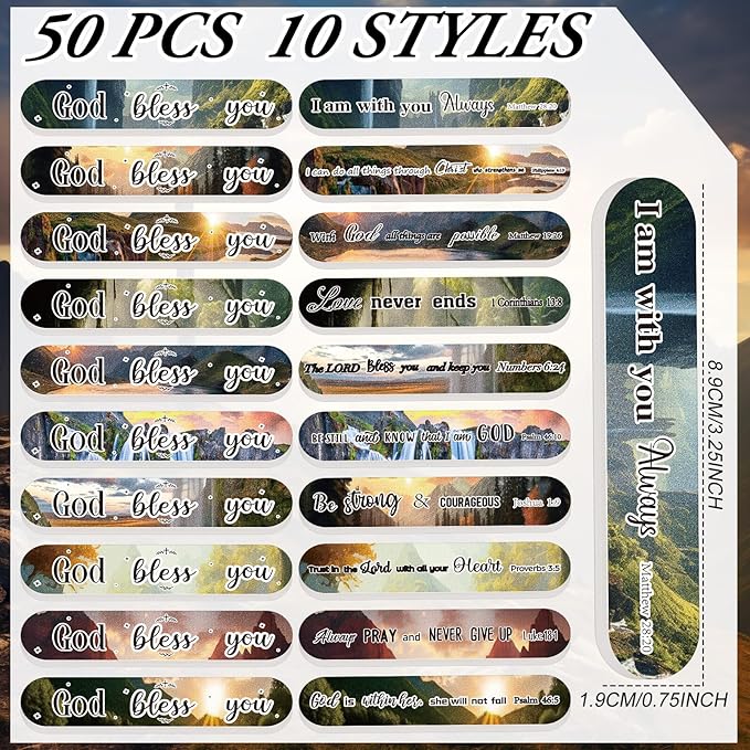 50 Pcs Christian Gifts for Women Bulk Christian Nail File Bulk Mini Bible Scripture Women's History Month Gift Emery Board Nail Files Religious Motivational Gifts for Men Employee Coworker
