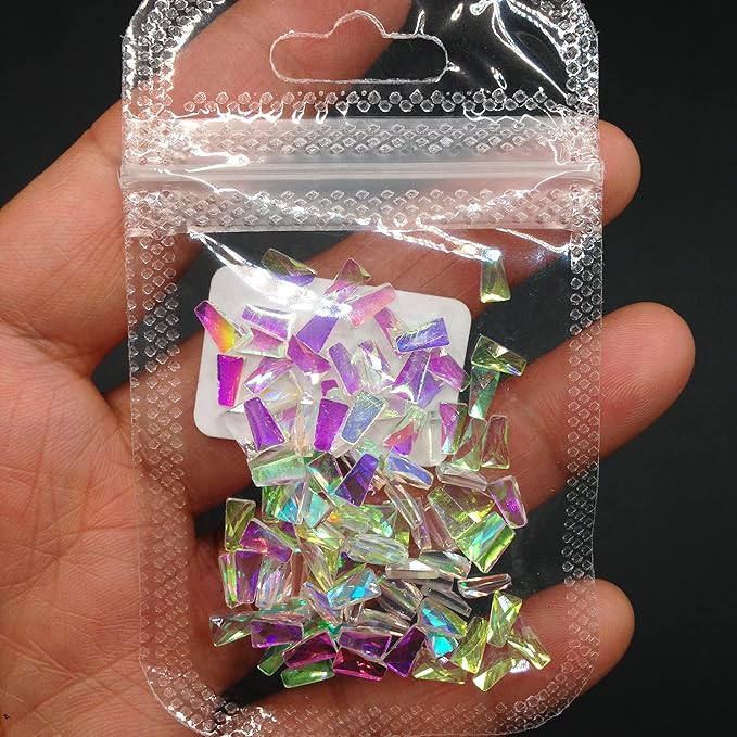 100PC Flatback Trapezoid Rhinestones Nail Art Rhinestones AB Crystals Glass Stones 3D Nail Jewelry Accessories