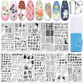 Biutee Nail Stamping Plate 16Pcs Nail Stamper Kit 12Pcs Nail Art Stamp Plates with Silicone Stamper, Scraper & Storage Bag, Stamping Plates Star Plaid Flower Butterfly Template Holiday Design Gift