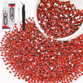 5000PCS SS10/2.8mm Crystal Rhinestones (Light Red/Light Siam) with 2Pcs 10ml B7000 Jewelry Glue, Bedazzling Flatback Glass Rhinestones for Crafting, Gems Diomand for Tumbler Shoes Clothing Nail Art