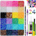 30000Pcs Resin Jelly Rhinestones for Bedazzling, EARLMONI Flatback Gems Bedazzler Kit with 15ml B7000 Jewelry Glue Rhinestones Picker Tool (4mm 24 Colors)