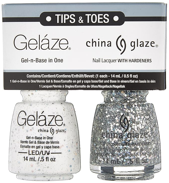 China Glaze Gelaze Tips and Toes Nail Polish, Techno, 2 Count