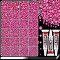 25000Pcs Resin Rhinestones with Tweezers for Crafting, Hot Pink 2-6mm Mixed Sizes Bedazzling Crystal with 3Pcs 10ml B7000 Jewelry Glue for DIY Crafts Clothing Tumblers Shoes Fabric Nail Art