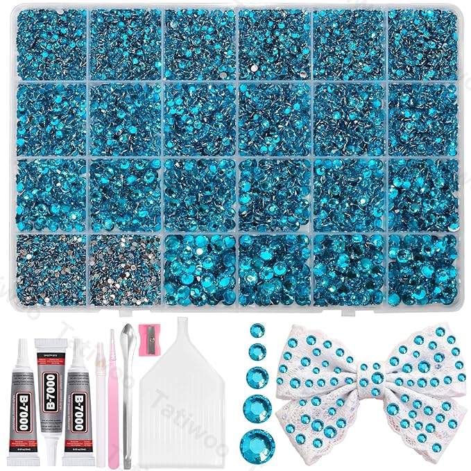 20000Pcs Peacock Blue Flatback Jelly Resin Rhinestones for Bedazzling, Mix Sizes Crystal Rhinestones Gems, Blue Gems Bedazzling for Crafting for DIY Face Makeup Crafts Tumblers