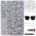 RODAKY Resin Rhinestones for Crafting Bedazzling,2-6MM Rhinestones for Nails Art,Silver Clear Nail Rhinestone and Gems,Nail Diamond Flatback Gems Crystals Charms for Nail Design DIY Makeup Decor