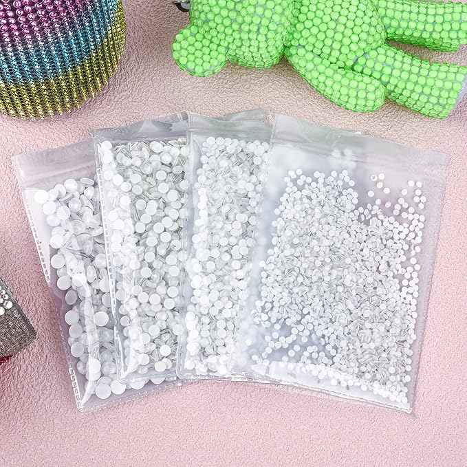 Blinginbox Flatback Rhinestones Round Gems, 1440pcs Luminous Series Glass Stones Neon Gems Non Hotfix Crystal Rhinestones for Nail Charms Crafts Clothes Tumblers,White Neon,SS16.