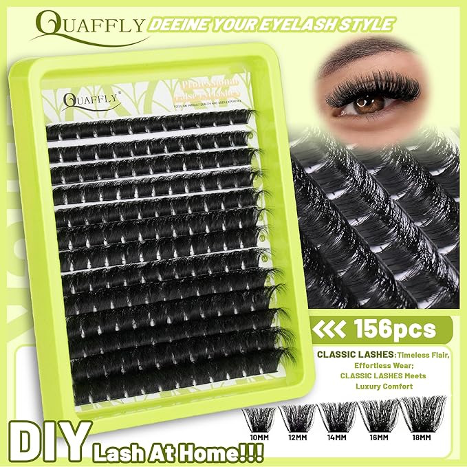 DIY Lash Extension Kit D Curl 10-18mm Individual Spikes Lashes with Lash Bond and Seal Lash Remover Tweezers Eyelash Brush Mini Applicator Easy to DIY At Home