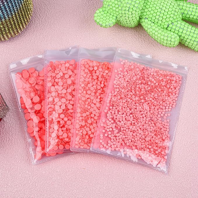 Blinginbox Flatback Rhinestones Round Gems, 1440pcs Luminous Series Glass Stones Neon Gems Non Hotfix Crystal Rhinestones for Nail Charms Crafts Clothes Tumblers,Living Coral Neon,SS16.