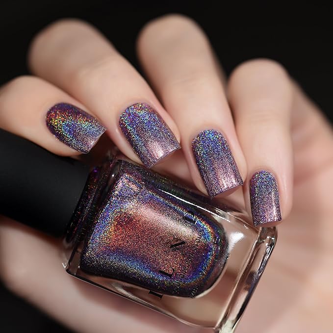 ILNP Charmed - Royal Plum Ultra Holographic Nail Polish, Chip Resistant Manicure, Non-Toxic, Vegan, Cruelty Free, 12ml