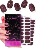 Nail Polish Strips – 32PCS UV Free Salon Quality Wraps, Long Lasting Gel Nail Stickers for Women (Blazing Gold Glitter)