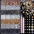 22000 Pcs Mixed Black Silver Gold Flatback Pearls and Rhinestones Bedazzling Kit, Resin Rhinestones Gems for Crafting, Mixed Size Half Pearls Gems for Nails Face Eyes Makeup Bottles Shoes DIY