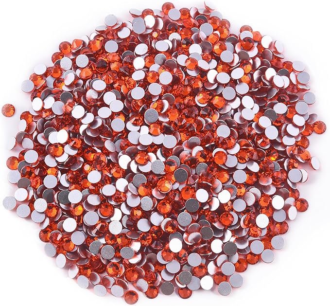 Blinginbox Glass Flatback Rhinestones Crystal Round Gems,Orange,SS8/1440pcs,2.3-2.5mm