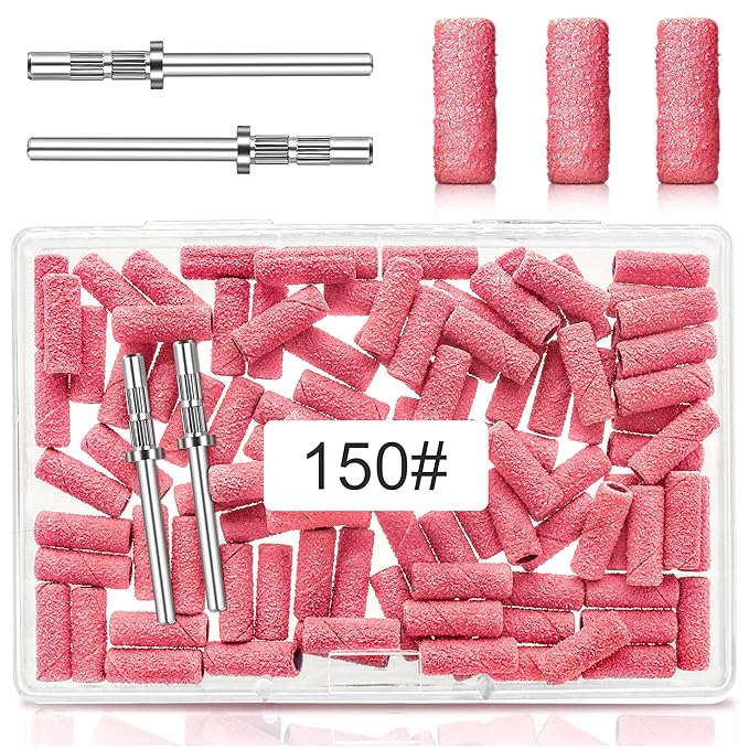 150 Grit Mini Sanding Bands for Nail Drill Bit - 100 Pcs, 3.1 MM Small Sanding Bands for Manicures and Pedicure