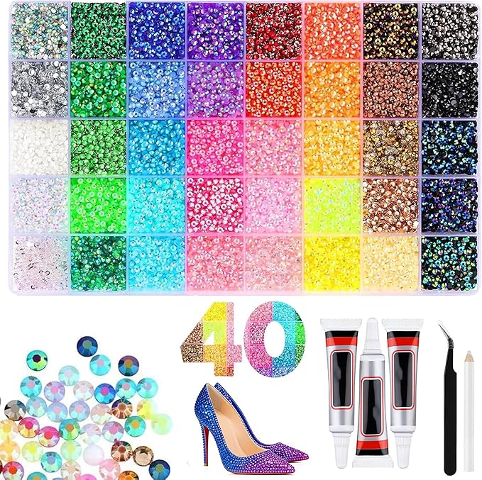 Bedazzler Kit with Rhinestones, 2026 New Resin Jelly Rhinestones for Bedazzling, Multicolor 3mm Flatback Gems for Nail Diamond Art Crafting Book Makeup (32000)