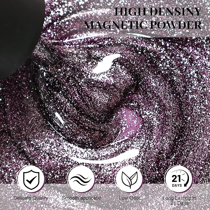 JODSONE Cat Eye Gel Nail Polish Set 10 Colors Red Purple Silver with Magnetic Base Coat Top Coat Magnetic Effect Sparkle Stunning Soak Off U V Manicure Gifts