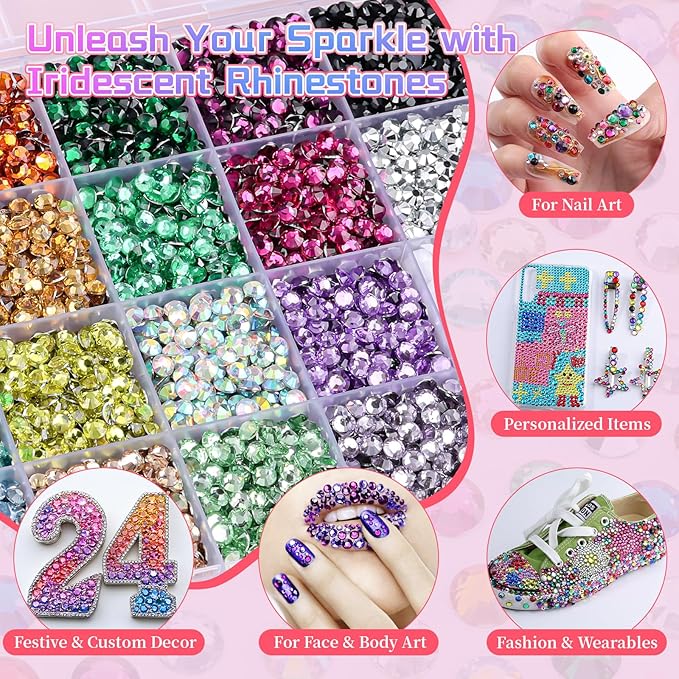7900Pcs 5mm Resin Rhinestones for Bedazzling, Pink Red Black Flatback Gems for Crafting, Bedazzler Kit with Rhinestones Tools & B7000 Jewelry Glue for DIY Clothing Shoes Tumblers Fabric Mugs Bags