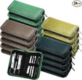 Coume 24 Sets Mini Manicure Set Bulk for Women Men Gifts for Coworkers Nail Grooming Kit 8 in 1 Nail Clippers Kit Luxurious Travel Case Stainless Steel Nails Clipper Set(Green Series)