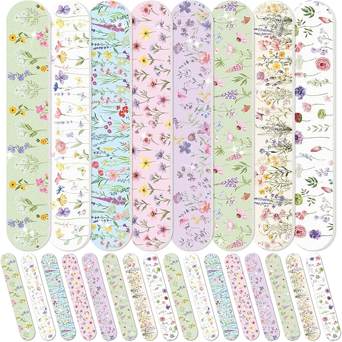 H1vojoxo Spring Colorful Wildflower Nail Files - 48pcs Spring Wildflower Double Sided Emery Boards for Girl’s Birthday Gifts Tea Party Emery Boards for Women Employee Coworkers Spring Party Nail Files