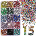 15000Pcs Flatback Rhinestones for Crafts, 3mm Mixed Color Crystals Rhinestone, Resin Glitter Gems Nail Diamonds Rhinestones for Clothes Accessories DIY