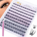 Self Adhesive Eyelashes, Individual Lashes Clusters for Fluffy Lash Clusters Kit, Pre Lash Glue Wispy Cluster Eyelash Extensions Kit Easy to Apply 120 PCs 10mm 12mm 14mm 16mm