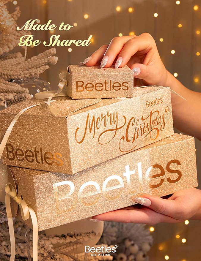 beetles Gel Polish Gilded Boutique Advent Calendar – 24 Luxury Days of Gel Nail Polish Colors, Premium Gifts Box with Cat Eye Gel, Nail Care Tools & Mini UV Lamp for Women Holiday Gifting