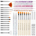 MYR 34Pcs Nail Art Brushes, Nail Art Brush Set, Nail Art Tools, including Nail Design Brushes, Nail Dotting Tool, Nail Drawing Pens, Nail Brush Brackets, Nail Nano Polishing Rubs