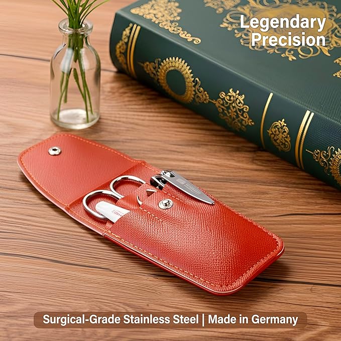 Solingen Manicure & Pedicure Set, Men Women Finger and Toe Nail Clippers Set Professional Manicure Pedicure Kit, Stainless Stell, Eyebrow Tweezers, Scissors, Sapphire Nail File with Travel Case