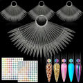 200 Pcs Nail Swatch Sticks Stiletto – Polish Color Swatches with 4 Metal Rings & Numbering Stickers – True Color Visibility, Easy Layer Control | Works with Art Decals and Nail Art Striping Tape Lines