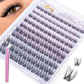 Self Adhesive Eyelashes, Individual Lashes Clusters for Fluffy Lash Clusters Kit, Pre Lash Glue Wispy Cluster Eyelash Extensions Kit Easy to Apply 120 PCs 8mm 10mm 12mm 14mm