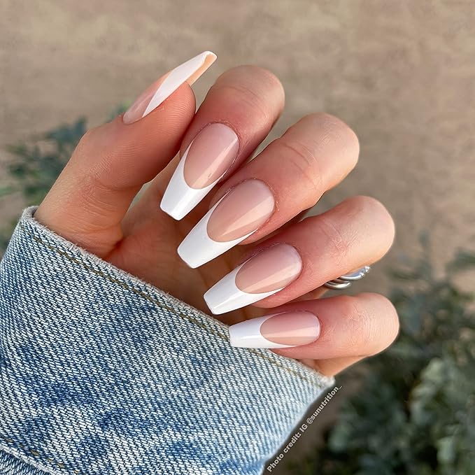 The Nailest - Instant Luxury Acrylic Press-on Nails-Medium Coffin- Timeless French