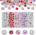 200 Pcs 12MM Sew on Rhinestones Mixed Colors Crystal Glass Metal Base Flower Shape, Flatback Rhinestones for Crafting, Sewing Accessories for Clothes and Shoes (Red)