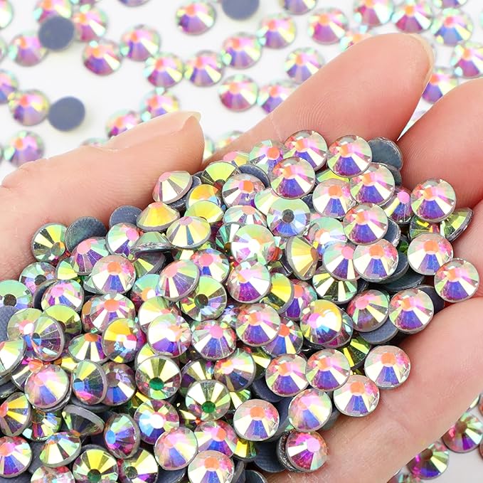 NCB 2880pcs Hotfix Crystal Rhinestones for Clothes Crafts, Hot Fix Bulk Flatback Crystals, Iron on Hotfix for DIY Decoration 20 Gross (Crystal AB, ss30/2880pcs)