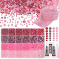 26000 PCS Pink Resin Flatback Rhinestones for Crafting, Resin Rhinestones for Bedazzling Kit, 2/3/4/5/6mm Flatback Gems Jewels for DIY Mugs Tumblers Clothing Shoes Nail Art