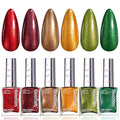 Beetles Valentines Nail Polish Set - Glamour Era 6 Colors Quick Dry Glitter Burgundy Red Gold Green Yellow High-Gloss Long-Lasting Nail Polish for Winter DIY At-Home Manicure Gift for Women