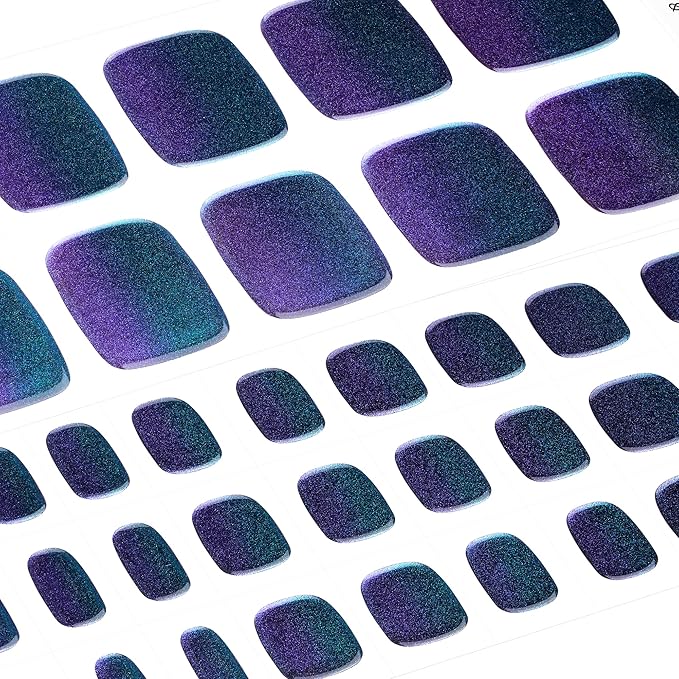 DANNI & TONI Semi Cured Gel Toenail Strips Chrome (Lapis Luster) Holographic Toe Nails Stickers Mirror Gel Pedi Wraps 37 Stickers