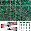 31000Pcs Green Resin Rhinestones for Bedazzling, 2-6mm Mixed Sizes Emerald Dark Green Bedazzle Flatback Gems Crystals Gemstones Stones Jewels for Crafts Crafting Clothes Nail Art with B7000 Glue